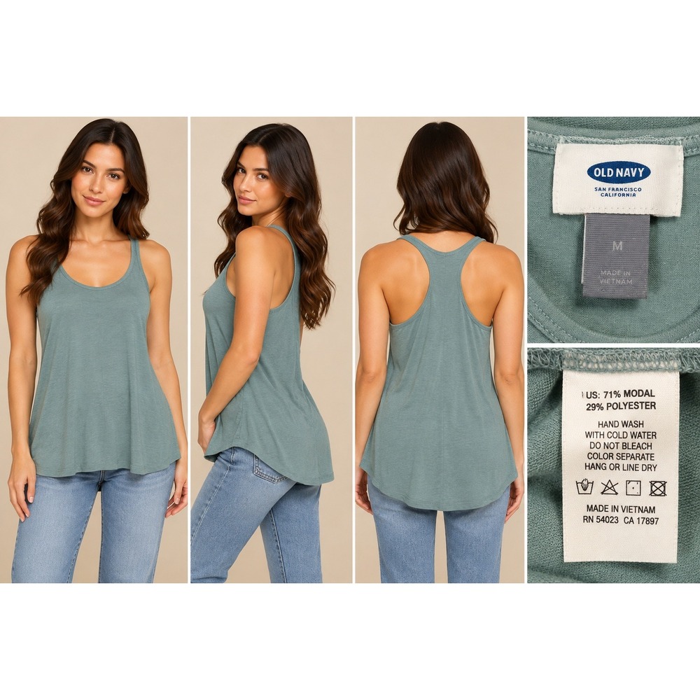 Old Navy Racerback Tank Top Women Size M Sage Green Minimalist Athleisure Scoop